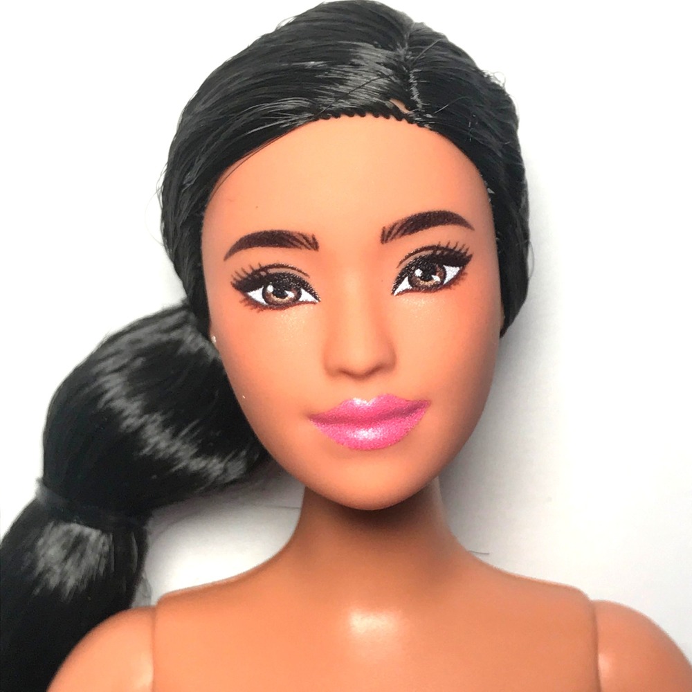 Nude Barbie 2025 Deluxe Style 8 Curvy Dark Hair Hispanic Goddess Face JFP43 Doll